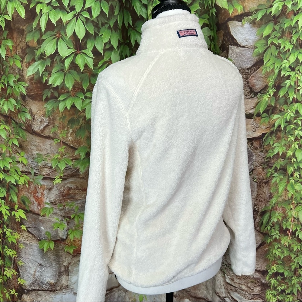 VINRYARD VINES Ivory Zip Front Long Sleeve Fleece Jacket, XS - Picture 9 of 14